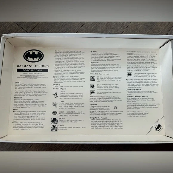 1992 Tim‎ Burton Batman returns 3-D board game (incomplete) - read description - Picture 7 of 8